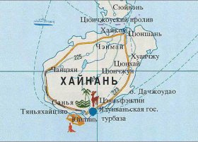 Карта о. Хайнань